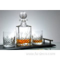 Traditional Crystal Square Decanter Set with glass stopper